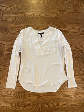 BCBG Maclara White Blouse | Size Large